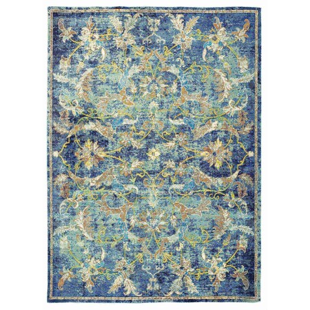 Homeroots 4 x 6 ft. Blue & White Jacobean Pattern Area Rug 395704
